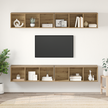 Mueble de TV de Pared 4 pcs Roble artisan 37 x 37 x 107.5 cm