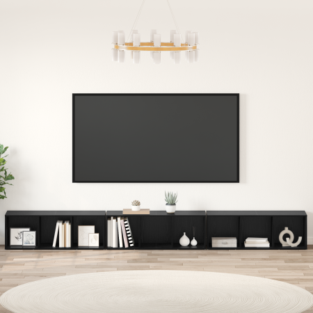 Gabinete de TV 3 pcs Roble negro 37 x 35 x 107.5 cm