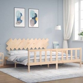 Estructura de cama con cabecero madera maciza 200x200 cm de vidaXL, Camas y somieres - Ref: Foro24-3193486, Precio: 147,18 €,...