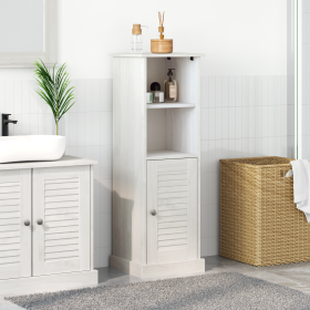 Gabinete de Baño Blanco 37 x 34 x 110 cm Madera maciza de pino