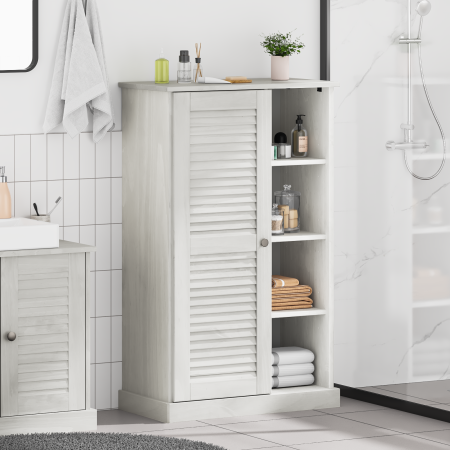 Gabinete de Baño Blanco 68 x 34 x 110 cm Madera maciza de pino