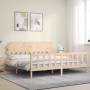 Bed frame with solid wood headboard 200x200 cm by vidaXL, Beds and slatted bases - Ref: Foro24-3193486, Price: 147,18 €, Disc...
