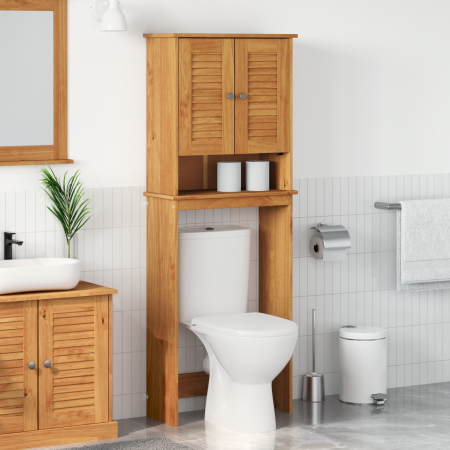 Mueble de baño con estante con almacenamiento con puerta Marrón