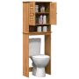 Mueble de baño con estante con almacenamiento con puerta Marrón