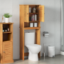 Mueble de baño con estante con almacenamiento con puerta Marrón