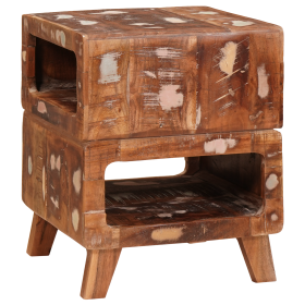 Mesas auxiliares con estante Multicolor madera maciza reciclada
