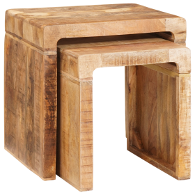 Mesas auxiliares Marrón madera maciza de mango