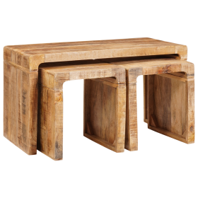 Mesas auxiliares 3 pcs Marrón madera maciza de mango
