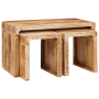 Mesas auxiliares 3 pcs Marrón madera maciza de mango
