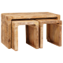 Mesas auxiliares 3 pcs Marrón madera maciza de mango