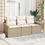 Conjunto de sofá de jardín 3 pcs Beige Poliratán