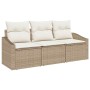 Conjunto de sofá de jardín 3 pcs Beige Poliratán