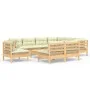 Garden furniture 10 pieces and cushions solid cream pine wood by vidaXL, Garden sets - Ref: Foro24-3096749, Price: 783,43 €, ...