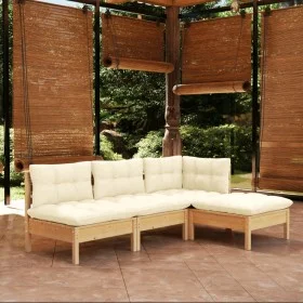 Garden furniture 4 pieces with cream pine wood cushions by vidaXL, Garden sets - Ref: Foro24-3096298, Price: 332,70 €, Discou...