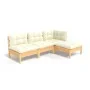 Garden furniture 4 pieces with cream pine wood cushions by vidaXL, Garden sets - Ref: Foro24-3096298, Price: 337,63 €, Discou...