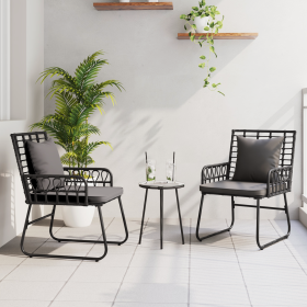 Conjunto de Comedor de Jardín 3 pcs Negro, Antracita