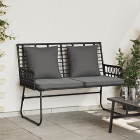 Banco de jardín con almohada Negro, Antracita 113 x 69 x 83 cm