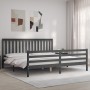 Grauer Massivholzbettrahmen mit Kopfteil 200x200 cm von vidaXL, Betten und Lattenroste - Ref: Foro24-3194268, Preis: 180,08 €...