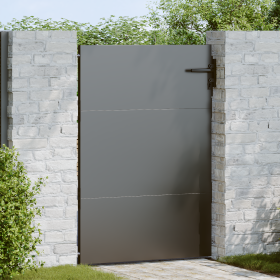 Puerta de jardín con cerradura Negro 105 x 150 cm