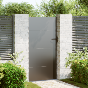 Puerta de jardín con cerradura Negro 105 x 200 cm