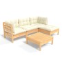 Gartenmöbel 5 Stück Kissen Creme Kiefer Holz von vidaXL, Gartensets - Ref: Foro24-3096352, Preis: 386,14 €, Rabatt: %