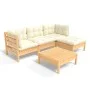 Muebles de jardín 5 piezas cojines madera de pino crema de vidaXL, Conjuntos de jardín - Ref: Foro24-3096352, Precio: 374,41 ...