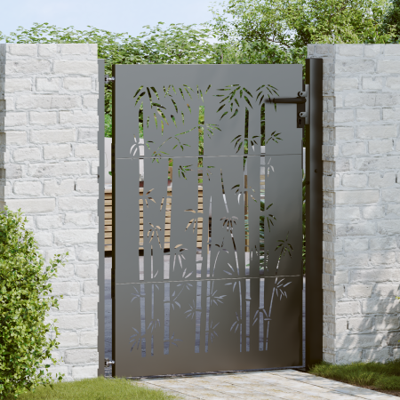 Puerta de jardín Otro con cerradura Negro 105 x 150 cm