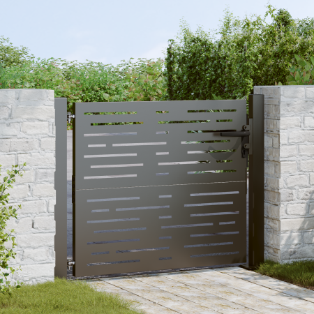 Puerta de jardín con cerradura Negro 105 x 100 cm