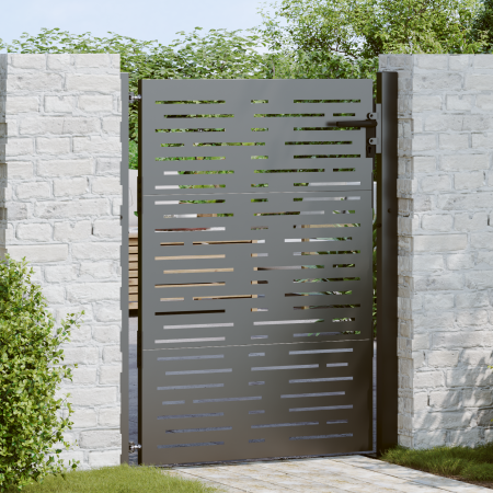 Puerta de jardín con cerradura Negro 105 x 150 cm