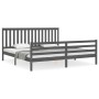 Grauer Massivholzbettrahmen mit Kopfteil 200x200 cm von vidaXL, Betten und Lattenroste - Ref: Foro24-3194268, Preis: 180,08 €...