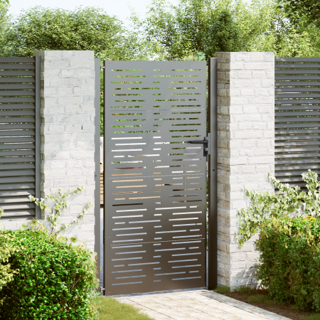 Puerta de jardín con cerradura Negro 105 x 200 cm