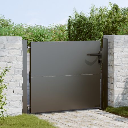 Puerta de jardín con cerradura Negro 105 x 100 cm