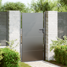 Puerta de jardín con cerradura Negro 105 x 200 cm
