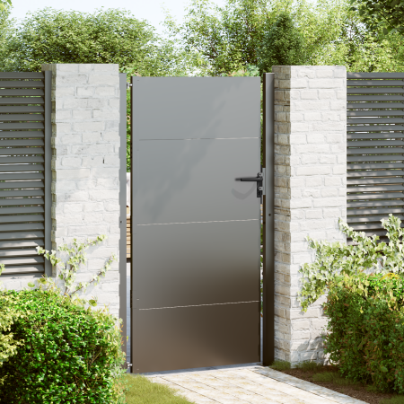 Puerta de jardín con cerradura Negro 105 x 200 cm
