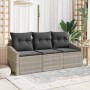 Conjunto de sofá de jardín 3 pcs Gris claro Poliratán
