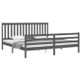 Grauer Massivholzbettrahmen mit Kopfteil 200x200 cm von vidaXL, Betten und Lattenroste - Ref: Foro24-3194268, Preis: 180,08 €...