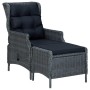 Set comedor jardín 9 pzas cojines ratán sintético gris oscuro
