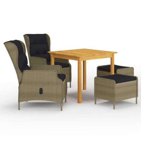 Juego de comedor para jardín de 5 piezas marrón