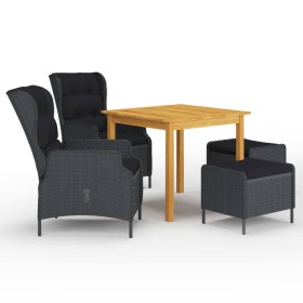 Juego de comedor para jardín de 5 piezas gris oscuro