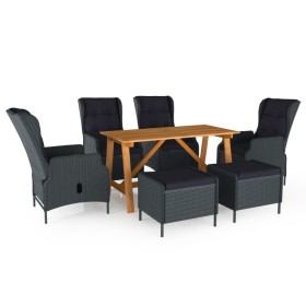 Juego de comedor para jardín de 7 piezas gris oscuro