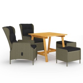 Juego de comedor para jardín de 5 piezas marrón