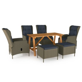 Juego de comedor para jardín 7 piezas marrón