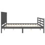Grauer Massivholzbettrahmen mit Kopfteil 200x200 cm von vidaXL, Betten und Lattenroste - Ref: Foro24-3194268, Preis: 180,08 €...