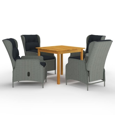 Juego de comedor para jardín de 5 piezas gris claro