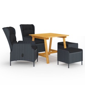 Juego de comedor para jardín de 5 piezas gris oscuro