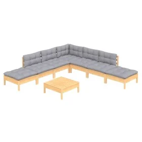 Gartenmöbelset 8 Stück und Kissen Kiefernholz grau von vidaXL, Gartensets - Ref: Foro24-3096327, Preis: 559,54 €, Rabatt: %