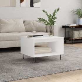 Mesa de centro madera de ingeniería blanca 60x50x40 cm