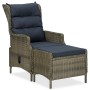 Set muebles de jardín 3 piezas y cojines ratán sintético marrón