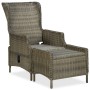 Set muebles de jardín 3 piezas y cojines ratán sintético marrón