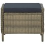 Set muebles de jardín 3 piezas y cojines ratán sintético marrón